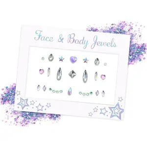 Shinein Face Crystal Sticker Romantic Purple Body Art Rhinestones Sticker Self Adhesive Face Body Gem Jewel