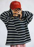 T-shirt à manches longues en coton tricoté unisexe pour tout-petits, coupe oversize avec rayures aux épaules, vêtements pour enfants, tenues pour bébés