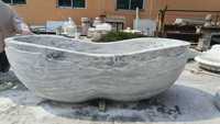 Baignoire autoportante en pierre naturelle de forme bateau, design moderne, ovale, couleur blanche, baignoire en marbre sculptée à la main, nouvelle conception