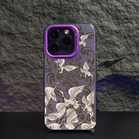 Bonne chance motif de grue de nuage de bon augure étui de téléphone en TPU dur pour iPhone 15 16 Pro Max couverture arrière antichoc