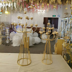 IFG – bougeoirs en métal, 16 têtes, grande fleur, corona en verre, centre de table de mariage, bon marché - Product Image 2