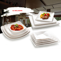 Plaque chauffante pour salade plate de riz en mélamine en plastique de forme carrée écologique pour restaurant