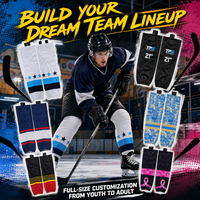 Chaussettes de hockey sur glace 100% polyester respirantes à séchage rapide, fabrication sur mesure, service OEM, sublimation intégrale, élastiques