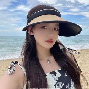 Visière de plage tendance pour <span class=keywords><strong>femme</strong></span> SYH1332 avec logo personnalisé, protection UV réglable, <span class=keywords><strong>chapeau</strong></span> à visière vide pour les voyages décontractés - Product Image 3