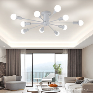 Lampadario Multipolare <span class=keywords><strong>a</strong></span> 6/8 Luci, Stile Industriale Retrò, Lampada <span class=keywords><strong>a</strong></span> Ragno in Ferro per Camera da Letto - Product Image 2