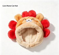 Chapeau en peluche Crinière de lion pour animaux de compagnie, accessoire de costume mignon de dessin animé pour petits chats, doux et confortable, idéal pour les photos, les fêtes et le déguisement quotidien