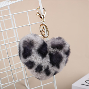 <span class=keywords><strong>Porte</strong></span>-clés peluche multicolore Imprimé léopard <span class=keywords><strong>Porte</strong></span>-clés poupée animaux en peluche en forme de cœur Pendentifs pour femmes couples pour sac - Product Image 5