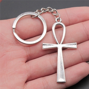 52x28mm Antique Argent Plaqué Antique Bronze Plaqué Métal Alliage Vie Clé <span class=keywords><strong>Ankh</strong></span> Croix Porte-clés Souvenirs Cadeau P1-ABD-C10074 - Product Image 1