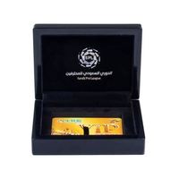 Petite boîte cadeau noire brillante avec couvercle rabattable, emballage en bois personnalisé pour médailles ou pièces commémoratives