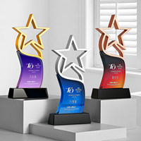 Trophée personnalisé en métal avec logo, nouveau modèle 2026, en forme de pentagramme et de cristal, pour récompenses de réunions annuelles et commémoration des employés exceptionnels