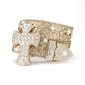 Nuevo diseñador brillante Bling lentejuelas tachonado Rhinestone diamante Jeans cinturón Punk Western <span class=keywords><strong>Cowboy</strong></span> Cowgirl cinturón <span class=keywords><strong>con</strong></span> gran hebilla cruzada - Product Image 4
