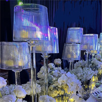 Ensemble de trois bougeoirs en cristal en acrylique pour centre de table de mariage, 60 cm/70 cm/80 cm, fournitures décoratives
