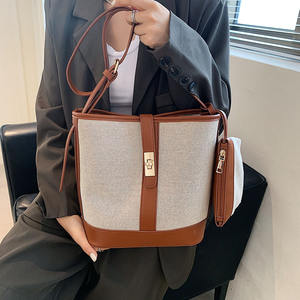 New Arrival Canvas <b>Bucket</b> Bag 2024 New Style Women's Single Shoulder Crossbody Bag With <b>Small</b> Purse - Product Image 4