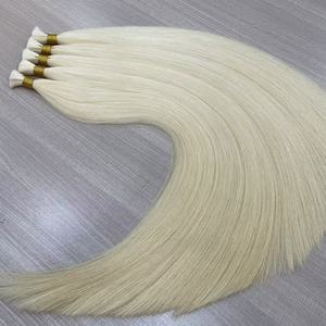 Cheveux humains en vrac double trame de qualité usine, 100% Remy, lisses, blonds, cuticules alignées, mèches Remy pour extensions - Product Image 2