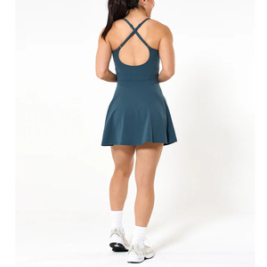 Robe <span class=keywords><strong>de</strong></span> <span class=keywords><strong>tennis</strong></span> unie avec logo personnalisé jupe <span class=keywords><strong>de</strong></span> sport coupe ajustée avec <span class=keywords><strong>short</strong></span> à séchage rapide jupe <span class=keywords><strong>de</strong></span> <span class=keywords><strong>tennis</strong></span> bleue sexy robe <span class=keywords><strong>de</strong></span> golf pour femmes - Product Image 4