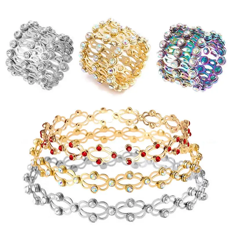 Multi Layers Magic Retractable Ring Bracelet Shiny Colorful Crystal Rings Bracelet