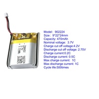 Batterie polymère au lithium Mirco Capacity 902224 470mAh Pouch Cell 3.7 V avec garantie d'un an pour écouteurs Bluetooth, mini haut-parleurs