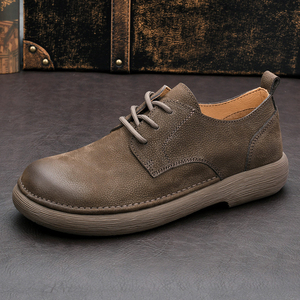 Nuevos Zapatos de Cuero Casuales Retro para Hombre, Estilo Caballero Versátil, Suela Blanda, Zapatos con Cordones de Punta Ancha - Product Image 2