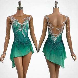 Girls Figure <b>Skating</b> <b>Dresses</b> Sheer Long Sleeve with Asymmetrical Skirt Custom <b>Ice</b> <b>Skating</b> Competition <b>Dress</b> for Women - Product Image 5