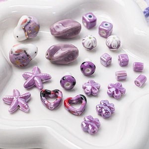 Perles en céramique en vrac brillant amour coloré perles en céramique accessoires de bracelet à bricoler soi-même - Product Image 3