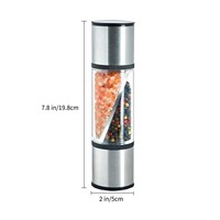 Moulin à sel et à poivre manuel en acier inoxydable et acrylique, double chambre, broyeur en céramique réglable, moulin à assaisonnement rechargeable