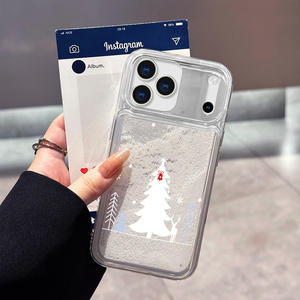 Blanco Navidad copo de <span class=keywords><strong>nieve</strong></span> líquido arena movediza TPU + PC estuche a prueba de golpes para 15/16/17 Series invierno vacaciones árbol de Navidad - Product Image 3