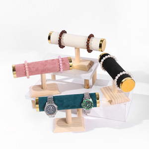 New Wooden With Velvet Leather T bar <strong>Bangle</strong> Necklace Watch Bracelet Jewelry Gift <strong>Holder</strong> Display Stand <strong>Holder</strong> Stock Wholesale - Product Image 4