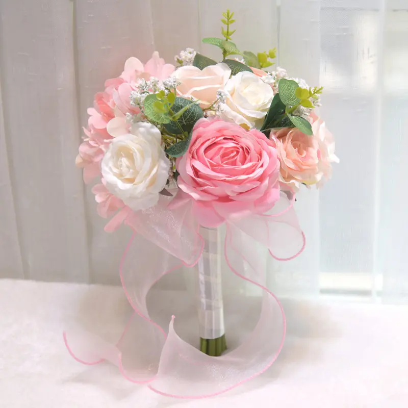 artificial flower silk rose wedding bouquet for Wedding Table Enchanted Eternal Rose & Hydrangea Combined Flower