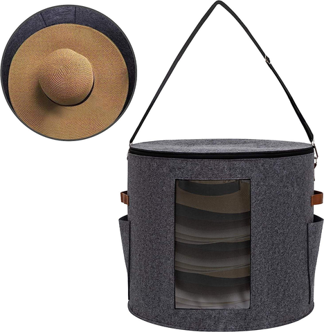 Large Capacity Foldable Hat Box Dust Proof Felt Hat Storage Bag with Visible Window for Cowboy Cowgirl Hat Travel Home