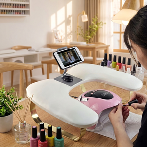 Repose-main ergonomique en métal doré massif haut de gamme en forme de U, support de téléphone antidérapant et stable, accoudoir professionnel pour manucure - Product Image 2