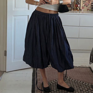 Pantalones de Mujer de Color Sólido con Cordón Ajustable, de Talle Bajo, Pierna Ancha, Tejidos, de Corte Relajado, Casuales, para Uso Diario - Product Image 1