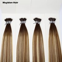 Extensions de cheveux vierges européens professionnelles à kératine nano, pré-collées, double trame, double tirage, avec perles Nanoring