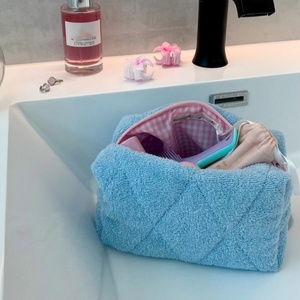 Toalla de rizo suave Bolsa de cosméticos <span class=keywords><strong>Rosa</strong></span> personalizada Cierre de cremallera Se puede personalizar LOGO Regalo de dama de honor - Product Image 6