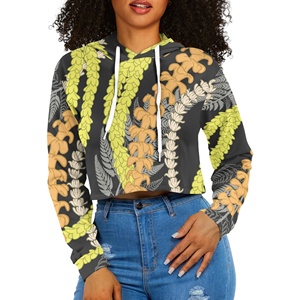 Abbigliamento Drop Shipping donna personalizzato Aloha hawaiana Maile e Mokihana stampa donna felpa con stampa ombelico su richiesta - Product Image 3