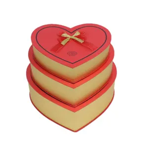 定制心形纸板包装纸盒创意甜糖果巧克力盒婚礼派对用蝴蝶结