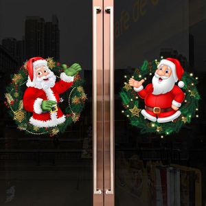 Autocollant mural de Noël Père Noël - Décoration amovible en PVC pour fenêtres et portes en verre - Product Image 1