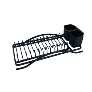 BX Dish Drying Rack Aluminum Rust Proof Dish Rack And Drain Board With Utensil Holder For Kitchen Counter 2 Tier Gold