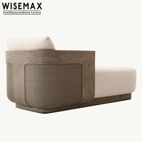 WISEMAX FURNITURE Mobilier d'extérieur moderne en teck, chaise longue imperméable pour la plage, le soleil, l'hôtel, la villa, la piscine, le parc
