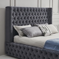 Cadre de lit de luxe moderne avec rangement relevable, taille king, rembourré, meubles design