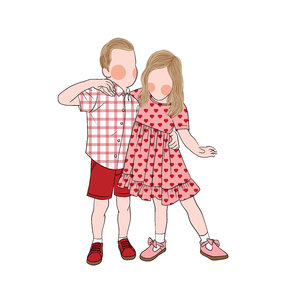 Conjunto <span class=keywords><strong>de</strong></span> ropa a cuadros con estampado <span class=keywords><strong>de</strong></span> corazones para niñas <span class=keywords><strong>y</strong></span> niños, diseño a juego <span class=keywords><strong>de</strong></span> verano para hermana <span class=keywords><strong>y</strong></span> hermano - Product Image 1