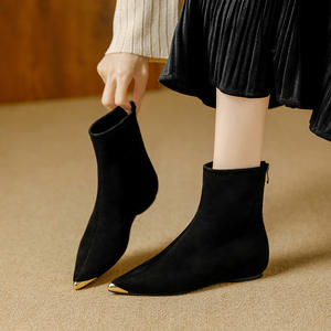 Bottines à talons épais, élégantes et polyvalentes, bottes fines mi-mollet pour l'automne et l'hiver - Product Image 2