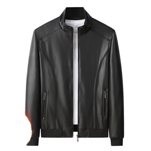 Genuine Leather Men's Plush Thick Casual Autumn Trench Coat Zipper <b>Yarn</b> Dyed Middle-aged Trendy Dad Outfit - Product Image 1