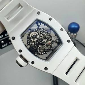 Montre mécanique lumineuse étanche pour homme, tendance et personnalisée, avec grand cadran en céramique blanche 055 et mouvement squelette, idéale pour le sport - Product Image 5