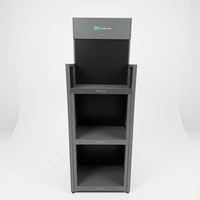 Présentoir pliable à trois niveaux en métal gris foncé pour accessoires de quincaillerie, personnalisable, haute capacité de charge