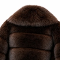 Manteau court en fausse fourrure de renard marron pour femme, grand col à revers, rayures horizontales, vêtement d'hiver luxueux et élégant, veste en fourrure pour soirée