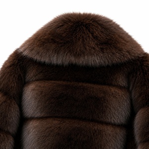 Abrigo Corto de Piel Sintética Marrón para Mujer, con Solapa Grande y Rayas Horizontales, Prenda de Invierno de Lujo, Chaqueta Elegante para Fiesta - Product Image 6