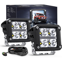Luces LED Cuadradas de 3.2 Pulgadas con DRL, 20W 2510LM, Luz de Trabajo de Haz Superconcentrado para Conducción Todoterreno, Luces de Zanja para Camiones, SUV, ATV y UTV