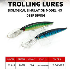 Leurre <span class=keywords><strong>de</strong></span> pêche en eau salée ALPHA 22cm 77g, leurre <span class=keywords><strong>de</strong></span> traîne lourd, minnow à plongée profonde, à longue aile, pour thon et gros gibier - Product Image 3