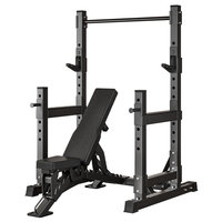 Plateforme de musculation en acier avec rack à squats et barre de musculation pour presse à banc pour salle de sport à domicile - Unisexe, personnalisable