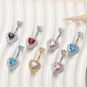 Alla moda 14G in acciaio inox <span class=keywords><strong>Piercing</strong></span> <span class=keywords><strong>all</strong></span>'<span class=keywords><strong>ombelico</strong></span> gioielli Design cuore anelli con <span class=keywords><strong>Piercing</strong></span> alla moda placcato oro - Product Image 4